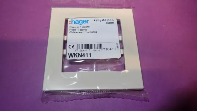 Hager Kallysta WKN411 - Plaque POP DUNE 1 poste (Dune = couleur sable, crème)