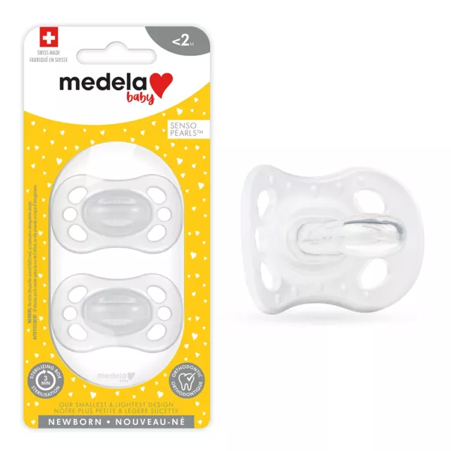 Medela Baby Pacifier | Newborn 0-2 Months| 2-Pack | Silicone, BPA-Free | Clear