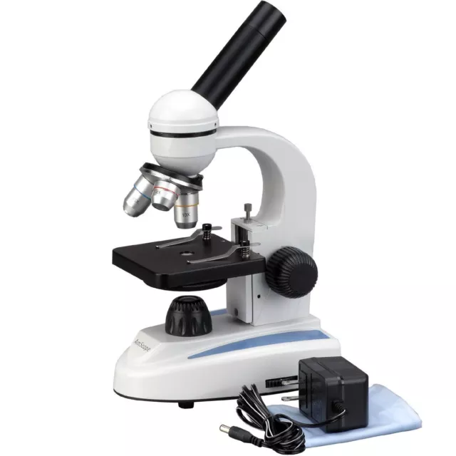 Microscopio compuesto biológico óptico de vidrio AmScope 40X-1000X para niños estudiantes