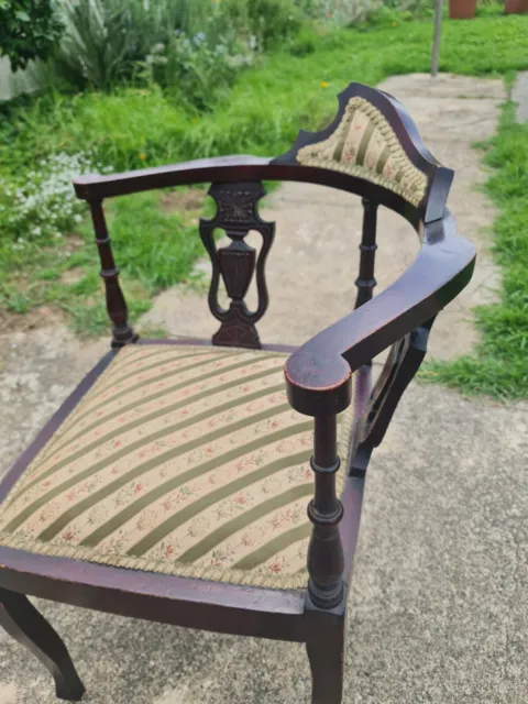 Vintage antique corner armchair, 3 sided, delicate carving