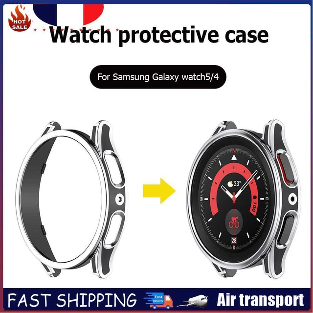 Protective Bumper Shell Screen Protector Case for Galaxy Watch 5/4 (Silver 44mm)