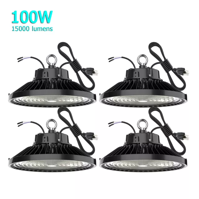 4 Pcs 100W UFO Led High Bay Light Industrial Warehouse Commercial Light 5000k