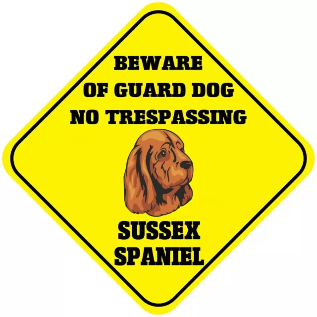 Crossing Sign Sussex Spaniel Beware of Guard Dog No Trespassing Cross Xing Metal