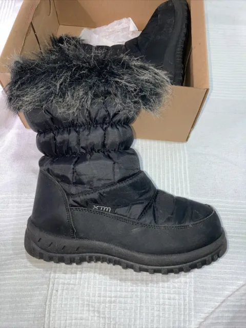 XTM Kisa Black Kids Waterproof Snow Boots Size Kids  US 2/3 EUR 33/34