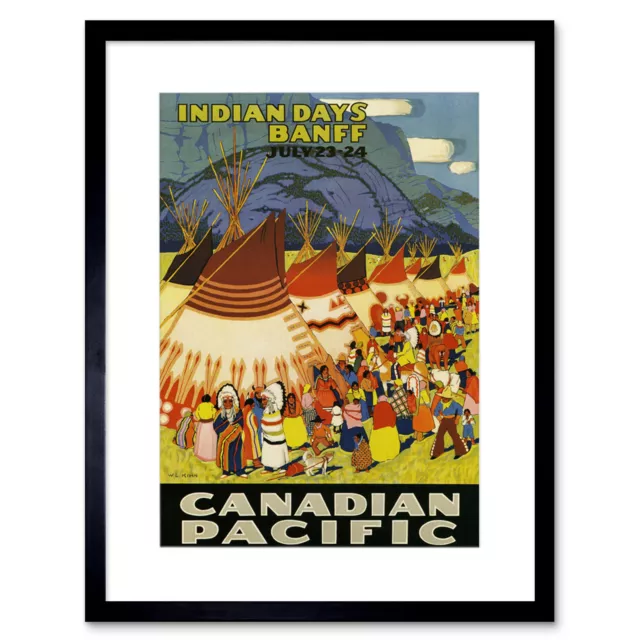 Travel Indian Days Native American Tipi Festival Banff Framed Print 12x16 Inch