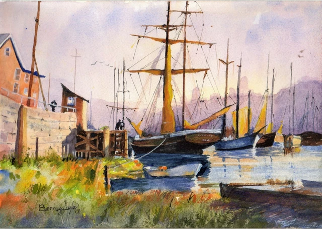 ACUARELA ORIGINAL de BERRUGUETE“El Barco fantasma ll Watercolour, aquarelle ART