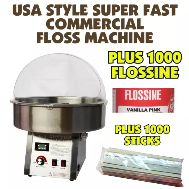 Fairy Floss Machine - Super Fast - Inc 1000 Stick Starter Pack - Commercial NEW