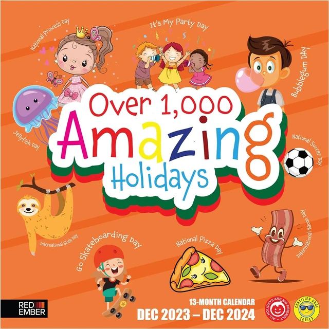 RED EMBER OVER 1,000 Amazing Holidays 2024 Hangable Monthly Wall