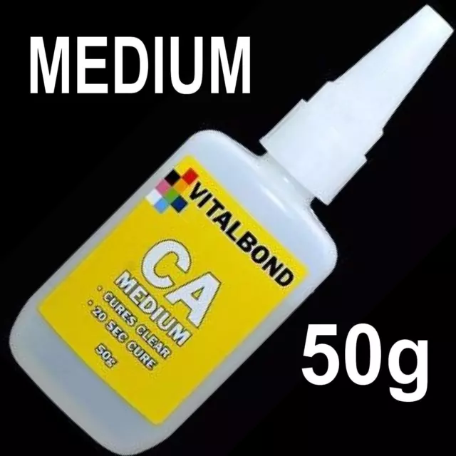 Vitalbond CA Medium 50g Super Glue 20 Sec Cure Model Plastics,Metal,Balsa Wood