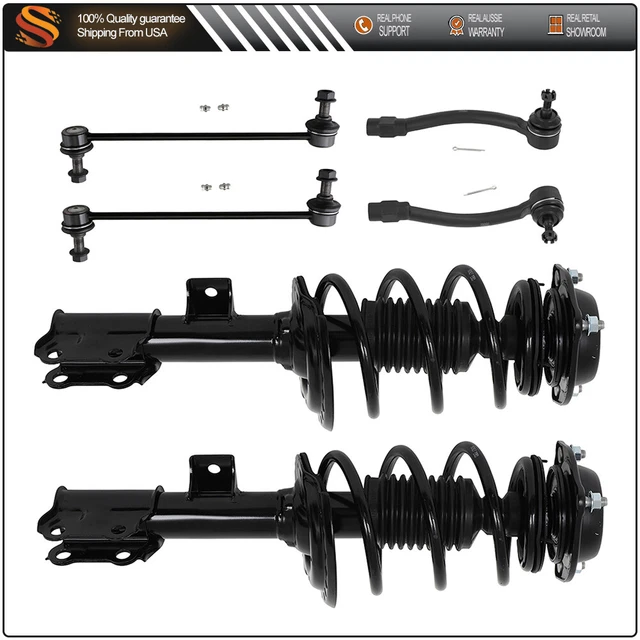 Front Spring Struts Sway Bars Outer Tie Rods For 2011-2016 Hyundai Elantra Sedan