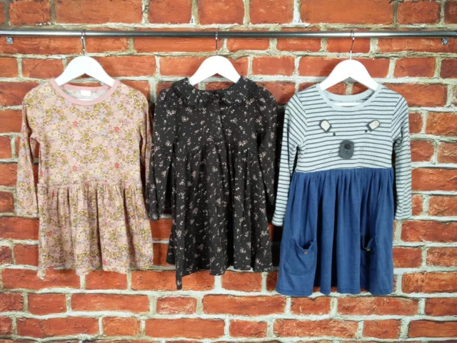 Girls Bundle Age 3-4 Years 100% Next Long Sleeve Cotton Dress Floral Blue 104Cm