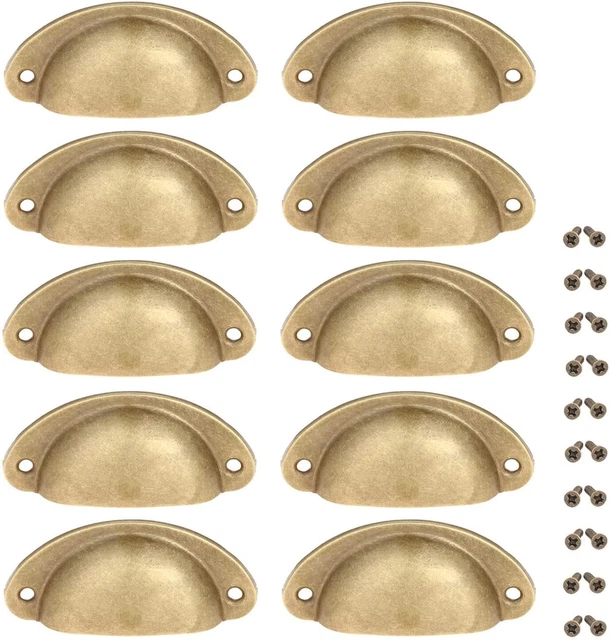 Antique Brass Cabinet Pulls, 10PCS Copper Cup Handles Vintage Farmhouse Antique Brass Cabinet Pulls, 10PCS Copper Cup Handles Vintage Farmhouse
