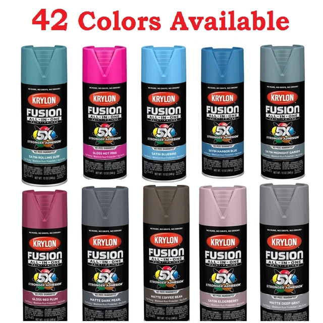 KRYLON FUSION ALL In One Spray Paint 5x stornger 12 Oz (Choose your