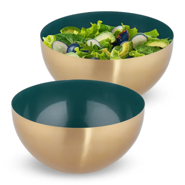 2X CIOTOLE INSALATA insaltiera scodella tonda salad bowl acciaio inox verde  25cm EUR 34,95 - PicClick IT