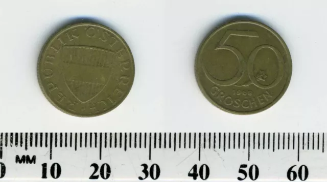 Austria 1968 - 50 Groschen Aluminum-Bronze Coin - Austrian Shield 3