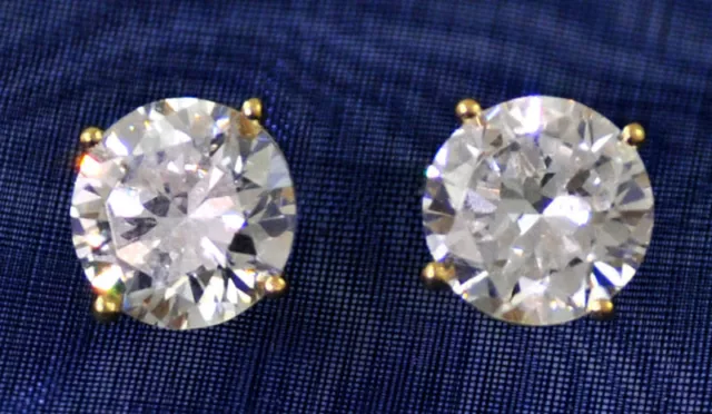 .5 ct tw Earrings Top Quality Russian CZ Moissanite Simulant 14kt Yellow Gold