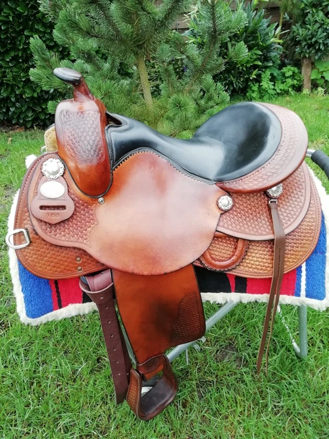 Sella Western Da Barrel Triple S In Cuoio Con Sottopancia: 15", Nero