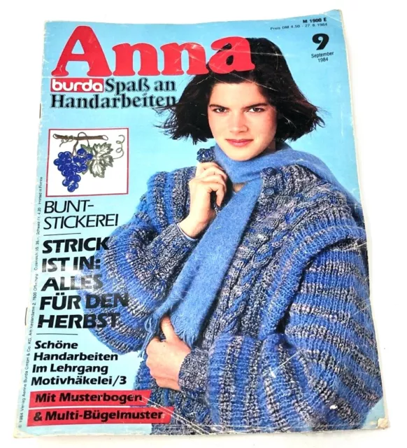 Anna 9 - 1984 - Burda Spaß an Handarbeit Magazin mit Musterbogen (W52)