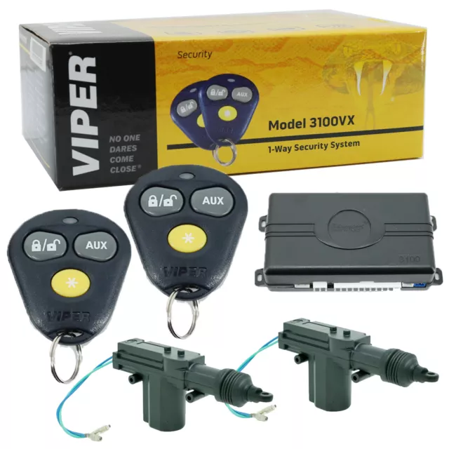 Viper 3100VX Keyless Entry Car Alarm System + 2 Universal Door Lock Actuators