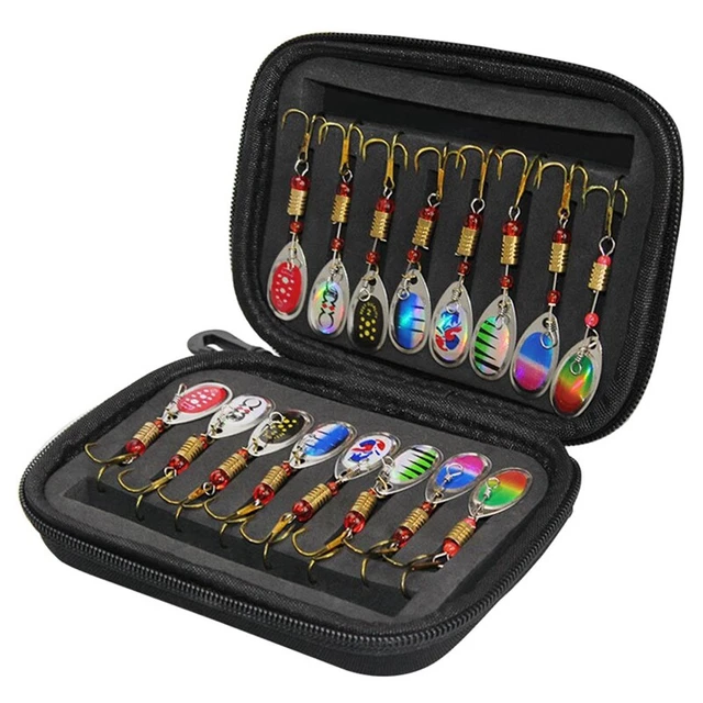 16Pcs Spinners Baits Spoon Set with Tackle Bag Trout Bass SalmA5O8