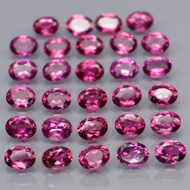 Oval 4x3 mm.Natural Pink Purple Rhodolite Garnet Africa Full Fire 29Pcs/6.53Ct.