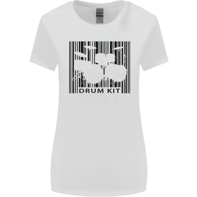 Drum Kit Barcode Drummer Drumming Womens Wider Cut T-Shirt