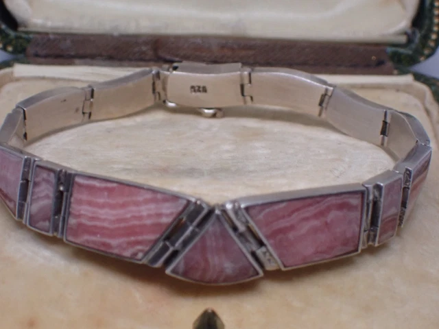 Bracelet Ancien Vintage En Argent Massif Sterling Et Vermeil - Pierres - Occasion
