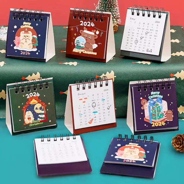 2024 Weihnachtskalender Cartoon Mini Desktop Planer Notepad Kalen^:^