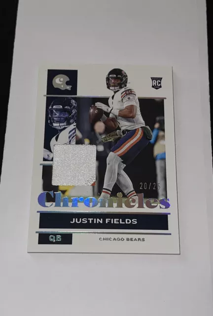 2021 PANINI CHRONICLES /25 Rookie 2 Color PATCH JUSTIN FIELDS RC CHICAGO BEARS
