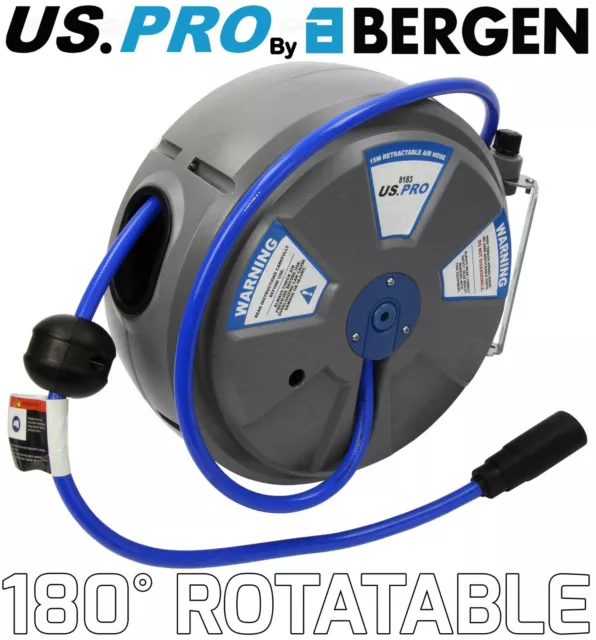 BERGEN 15 metre Retractable Air Hose Wall Mounted Compressor Air Line Hose Reel 3