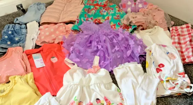 Beautiful Large Bundle Girl’s Clothes Age 12-18 Mths Dresses Some New Shein