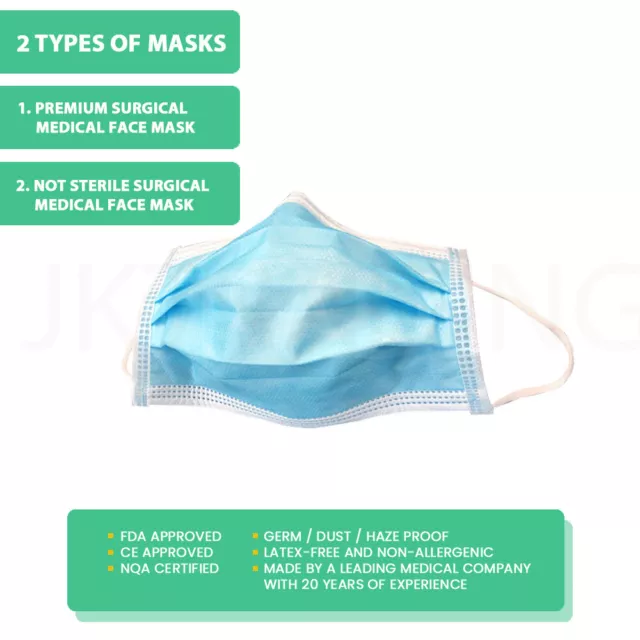 50pc Surgical Disposable Face Mask Protective Masks 3 layer Meltblown Filter