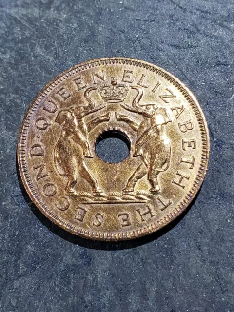 1955 RHODESIA NYASALAND One Penny Coin "Elephant" UNCIRCULATED **YOU GRADE* #1