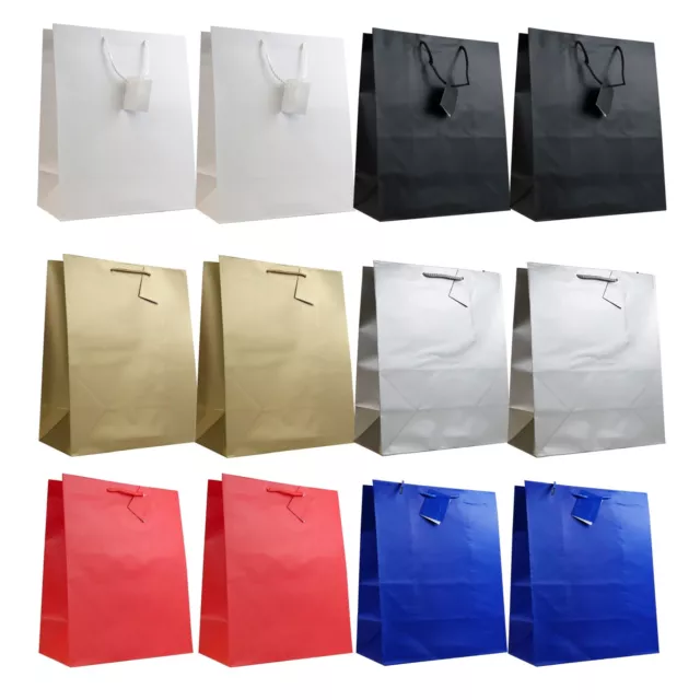 Allgala 12PK Premium Large Solid Color Matte Finish Paper Gift Bags 13x10.5x5.5"