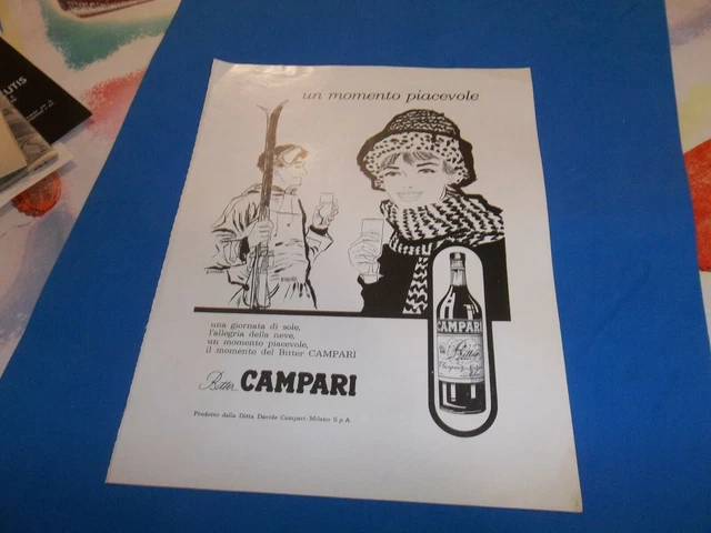 Pubblicita'  1962 Bitter Campari Sci Sciatore Illustratore Guido Crepax