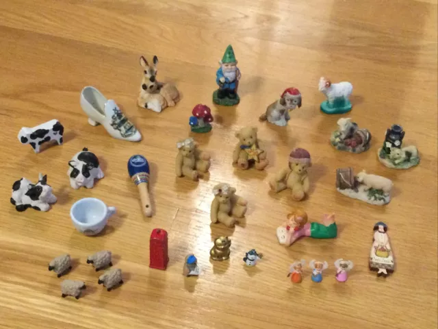 Vintage MINIATURE FIGURINES LOT Porcelain Ceramic Bears Animals Farm Animals Mix