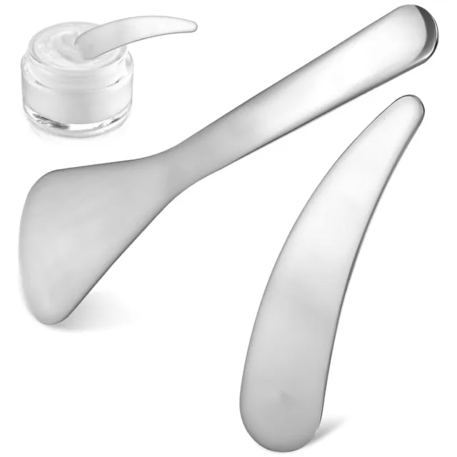 2 Pcs Stainless Steel Mini Cosmetic Spoon Eye Cream Beauty Scoop Spatula