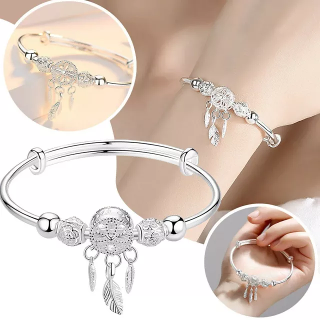 Elegant Silver Plated Dreamcatcher Bracelet Cuff Bangle Women Girl Jewelry Gift