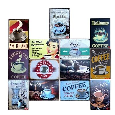 Coffee Time Vintage Metal Tin Signs Retro Plate Cafe Art Decor Wall Poster