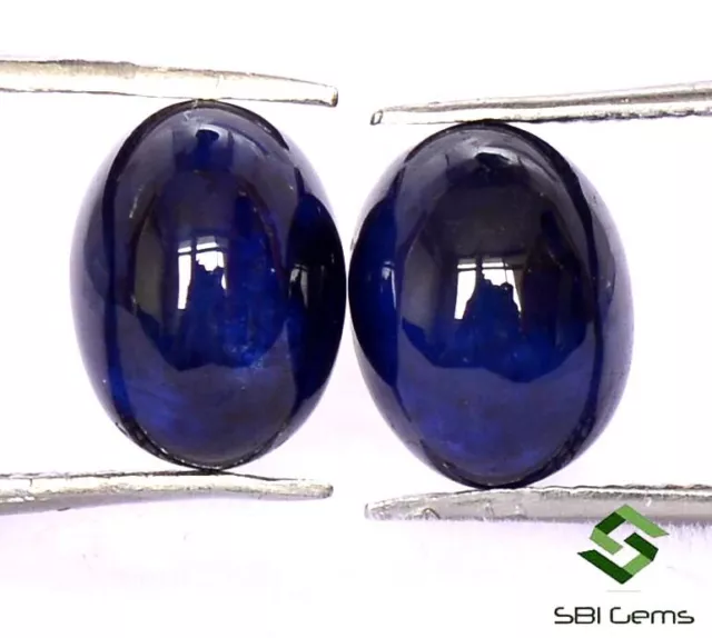 4.37 Carats Saphir Naturel Bleu Ovale Cabochon Paire 8x6 MM Foncé Desseré Gemmes