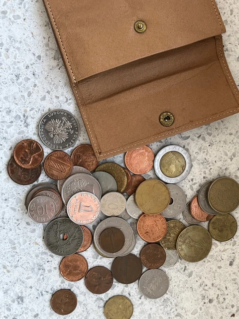 0,2 kg Münzen Welt mit Ledertasche 200g Gramm Konvolut Lot Sammlung