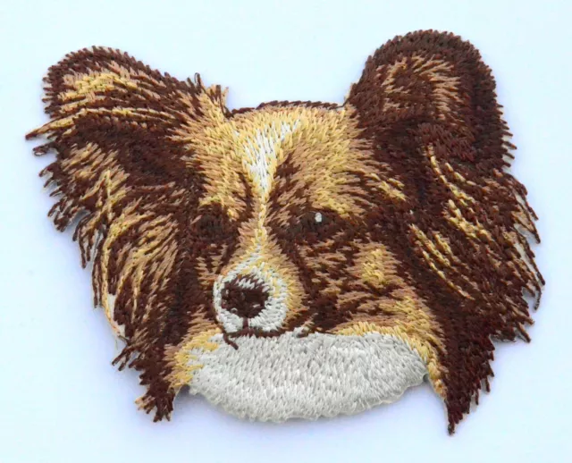 Papillon Embroidered Motif Iron/Sew On Patch Badge Dog Embroidery