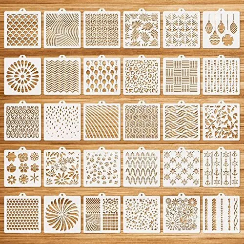 OOTSR 30 Pezzi Stencil per Pittura Muro Riutilizzabile Stencil Decorativi per...