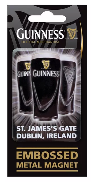 Guinness Embossed Small Metal Fridge Magnet 3D Effect Pints 2' x 2.25'