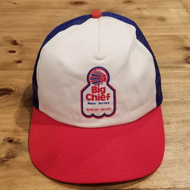 Vintage Big Chief Water Service Hat Cap Snap Back RWB Shelby Montana Trucker