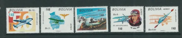 BOLIVIA 1974 BOLIVIAN AIRFORCE 80th ANN. (Scott C331-C335) VF MNH
