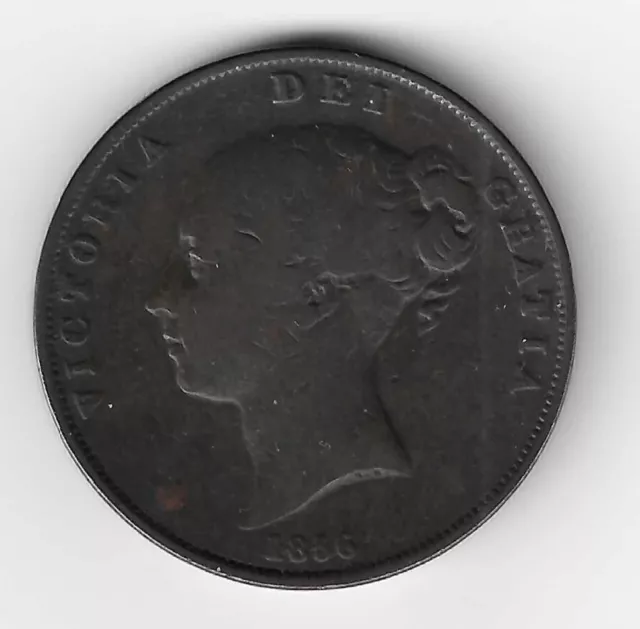 Queen Victoria Young Head 1856 PT Coinage Penny 1d British Coin