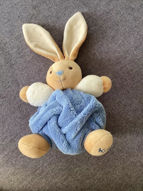 O/ Doudou Peluche Kaloo Lapin Boule Beige Bleu Plume