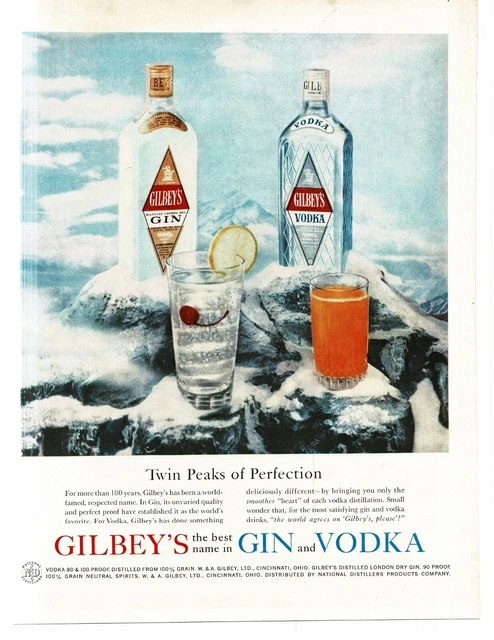 1959 Gilbey's Gin Vodka cocktail drinks Vintage Print Ad