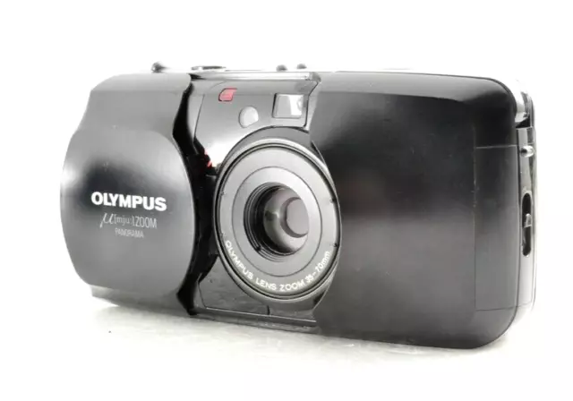 Olympus μ mju Zoom Panorama Black 35mm Film Camera Near Mint